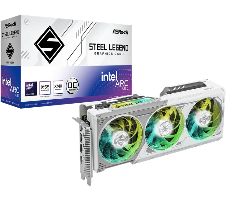 کارت گرافیک ازراک مدل Intel Arc B580 Steel Legend OC حافظه 12 گیگابایت