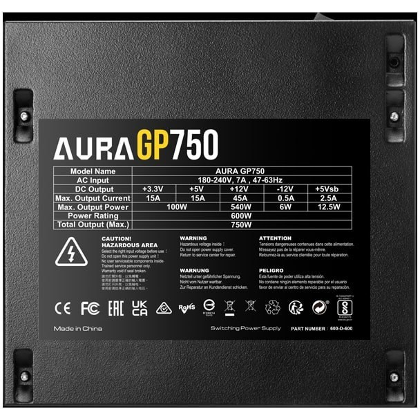 GAMDIAS AURA GP750 750W 80 Plus PSU Power Supply