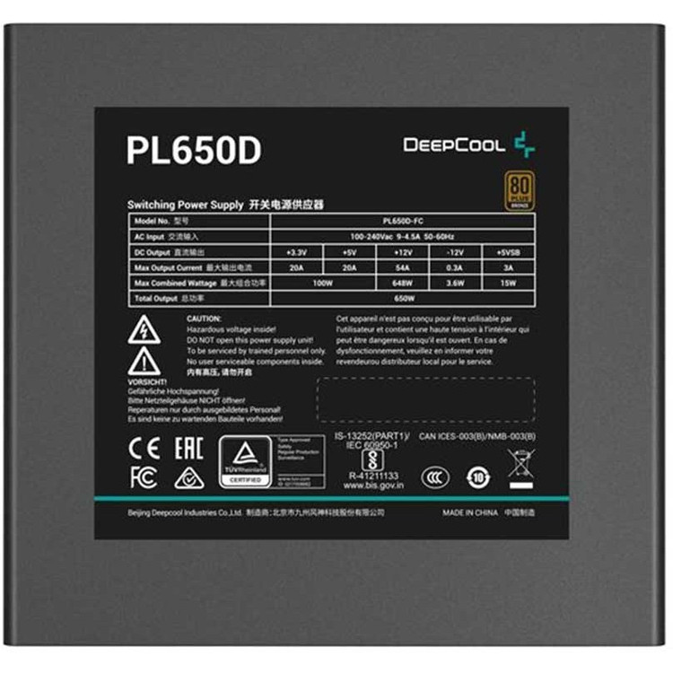 DeepCool PL650D 80 Plus Bronze 650W Power Supply