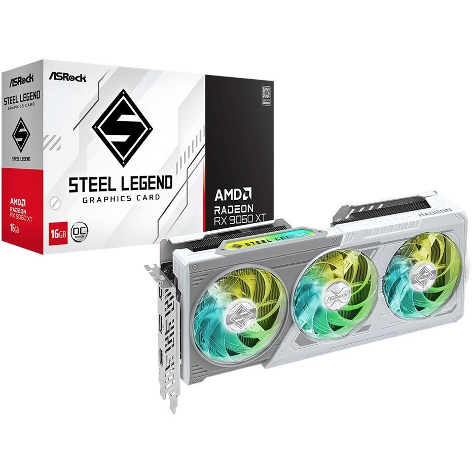 کارت گرافیک ازراک مدل AMD Radeon RX 9060 XT Steel Legend 16GB OC