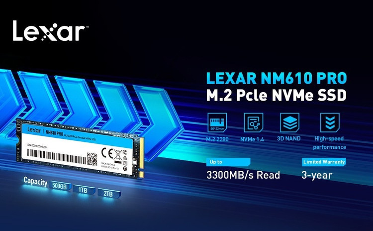 Lexar NM610 Pro M.2 2280 NVMe 500GB Internal SSD
