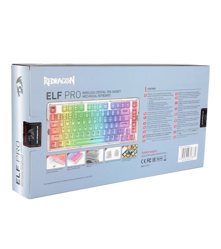 کیبورد بی سیم مکانیکال گیمینگ ردراگون ELF PRO K649 CT