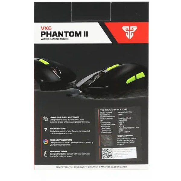 ماوس گیمینگ فنتک مدل PHANTOM II VX6 با سیم